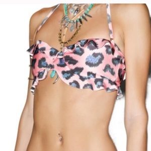 NWT Wildfox Pink Leopard Ruffled Bikini set